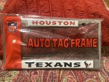 HOUSTON TEXANS SEALED CHROME LICENSE PLATE FRAME/HOLDER; FREE POSTAGE