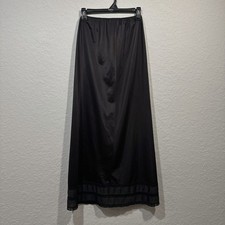 Claymode  Vintage 1950s Black Nylon Half Slip Petticoat Small Lace Sheer Hem