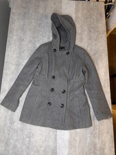 Women's Pea Coat, Jason Kole Size Small Gray Wool Double Breasted Pea Coat EUC