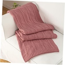 Knit Throw Blankets Oversized Cable Knit Decorative Throw 60" x 80" Dusty Pink