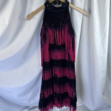 Weissman Dance Fringe Sequin Dress Costume Flapper Jazz Ombre SA Small Adult