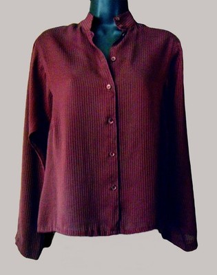 GIVENCHY DARK SCARLET LONG-SLEEVED BLOUSE, BUST ABOUT 36'', SZ 6, NICE CONDITION