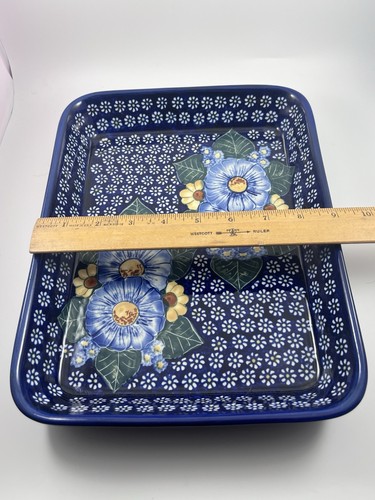 Polish Pottery Flowers Leaves Casserole Baking Dish Stoneware - Picture 6 of 7