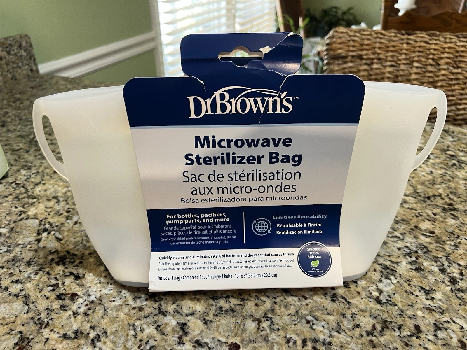 Dr Brown's 100% Silicone Reusable Microwave Steam Sterilizer Bag for Baby Bottle