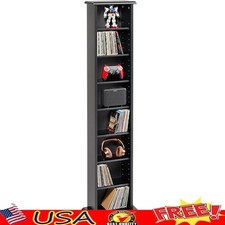 Narrow Storage Cabinet W/ Adjustable Shelves Media DVD CD Book Organization New