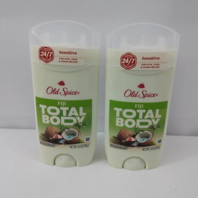 2 Old Spice Whole Body Deodorant 24/7 Total Body Deodorant Fiji Sensitive 