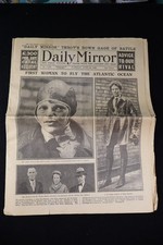 Newspaper Daily Mirror Amelia Earhart First Woman to Fly Across Atlantic 1928