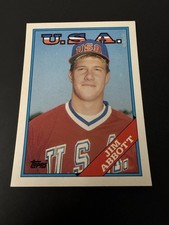 1988 Topps Traded Jim Abbott #1T Rookie Card Team USA MLB Baseball Card NM. rookie card picture