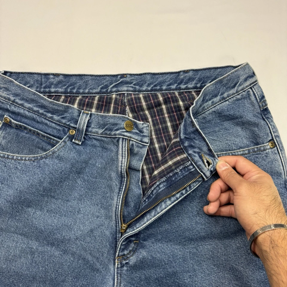 LL Bean Jeans Mens 36X32 Medium Wash Double L Classic Fit Flannel Lined Denim - Image 4 of 4