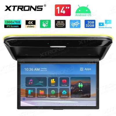 14'' Android Car Roof Monitor Flip Down Video Player HDMI WiFi for Universal SUV