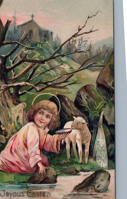 EASTER - Angel And Lamb Joyous Easter Postcard