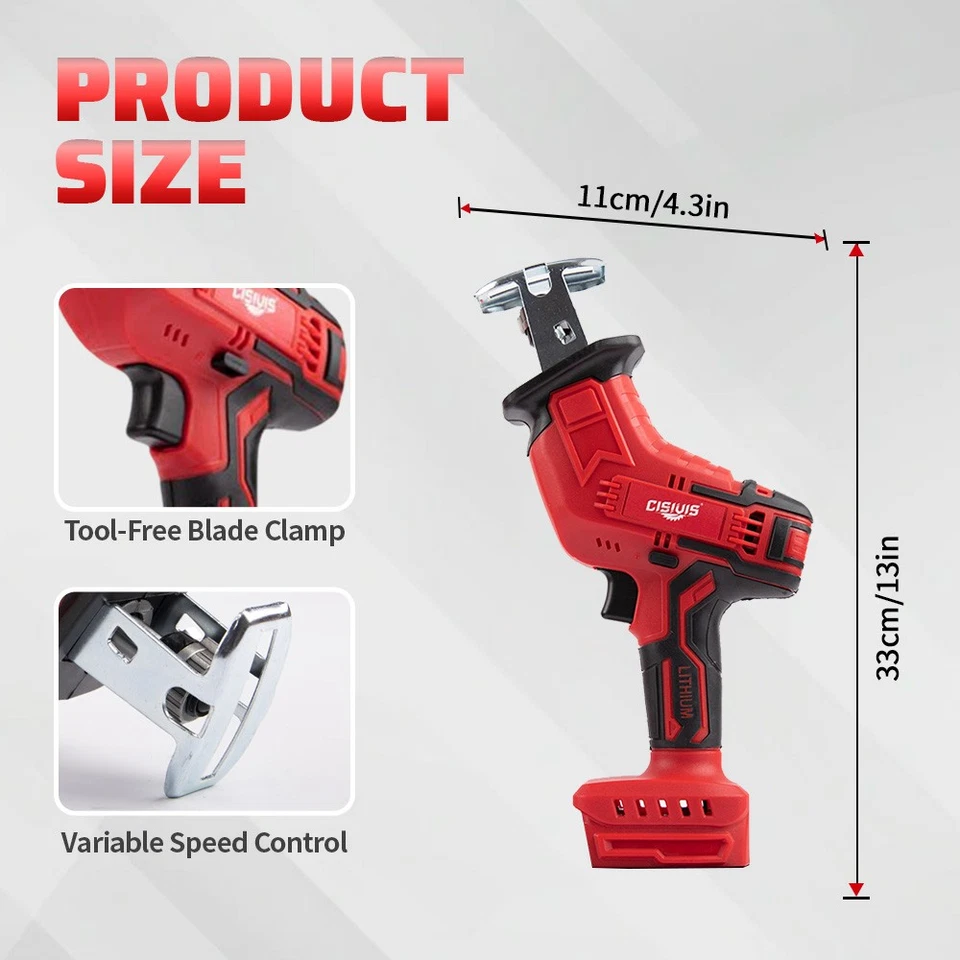 Sierra recíproca inalámbrica Cisivis 18V - Compatibilidad batería Milwaukee M18 Foto 2 de 4