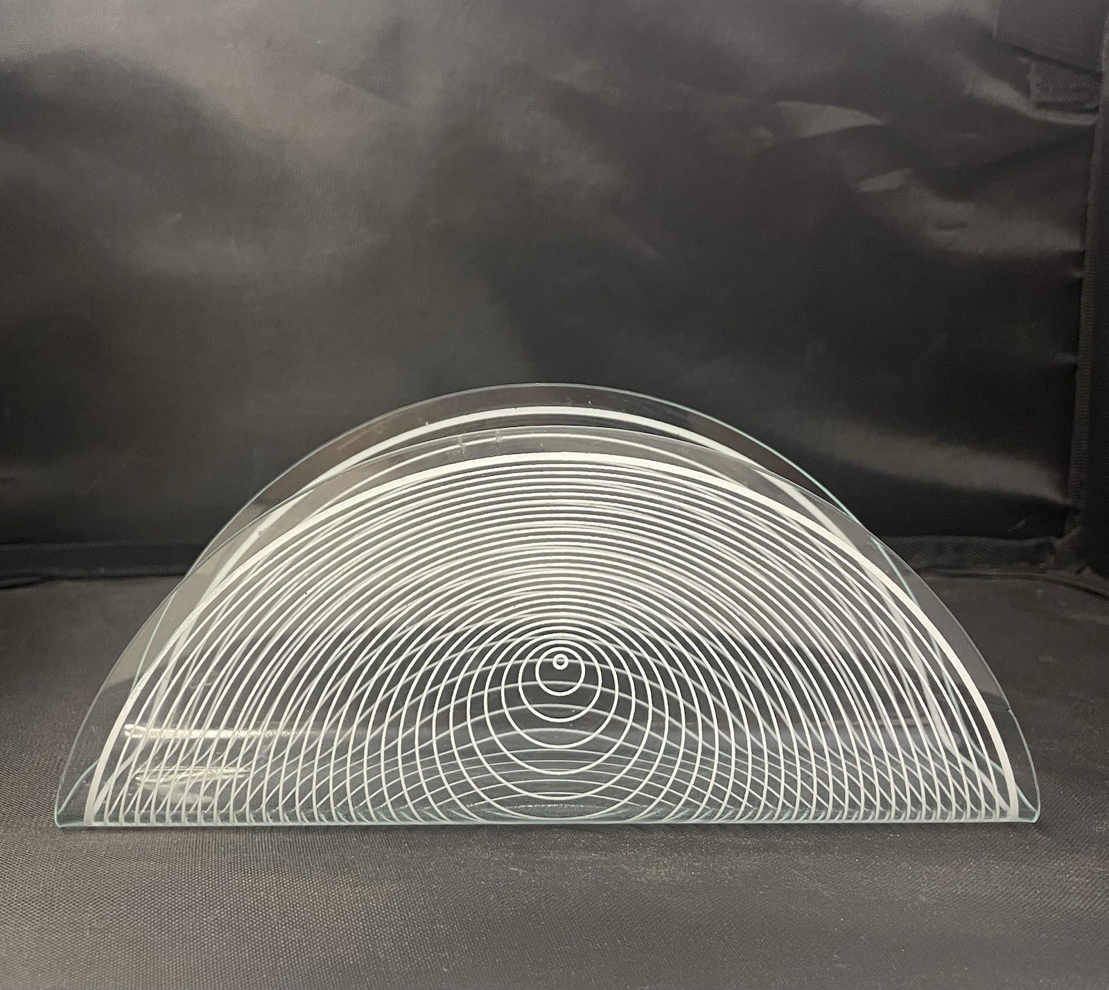 Vintage MCM Lausitzer Modern Op-Art Bent Crystal Glass Napkin / Letter Holder 👀