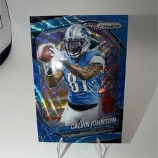 2025 Panini Prizm Calvin Johnson Blue Wave Prizm #111 70/230 Detroit Lions