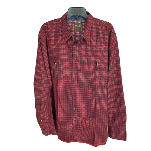 Roper Western Shirt Mens 2XL Black Red Floral Pearl Snap Cowboy Rodeo ...