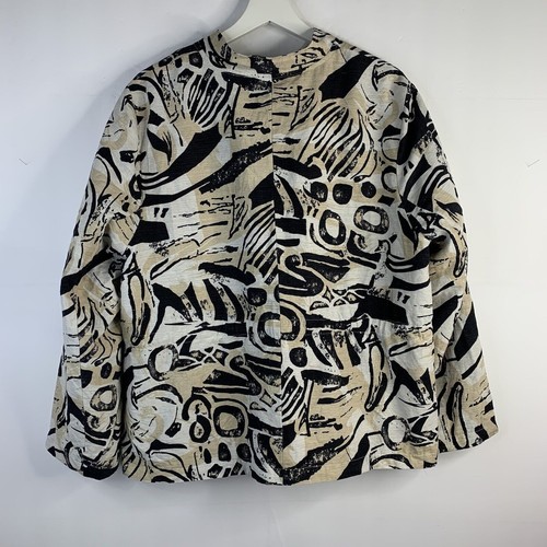 Silk Land Plus 1X Jacket Silk Blend Animal Print Full Zip Close Career Women’s - Afbeelding 11 van 11