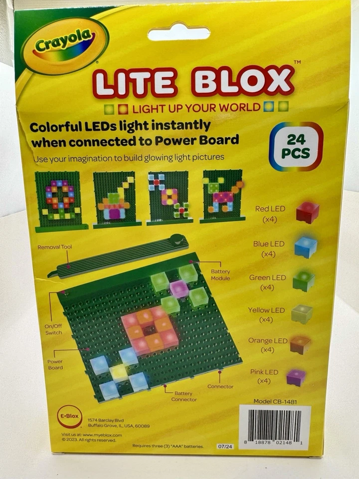 NEW! Crayola LITE BLOX Light Up Your World 24pcs LEDs light Power Board 5+ - Image 3 of 4
