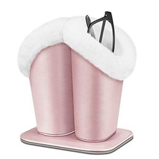 Plush Lined Double Eyeglasses Holder with Magnetic Base, Glasses Rose Gold