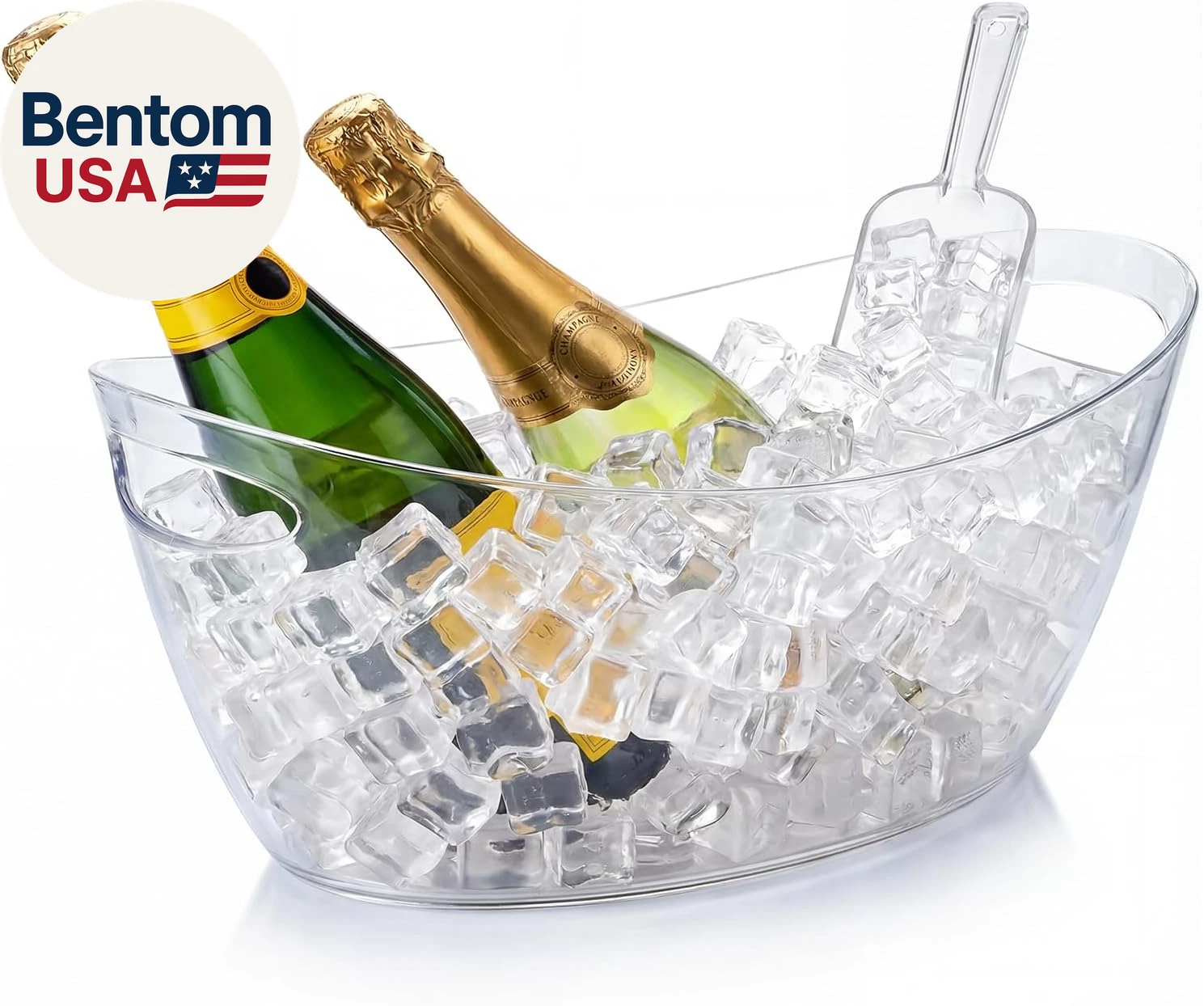 Clear Acrylic Ice Buckets Large Champagne Drink Cooler Storage Ice Tub with Scoo