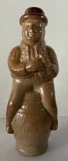 ANTIQUE STONEWARE OLD TOM FLASK