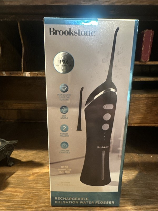 Brookstone Rechargeable Water Flosser Cordless Type-C IPX6 Portable 2 Nozzles.