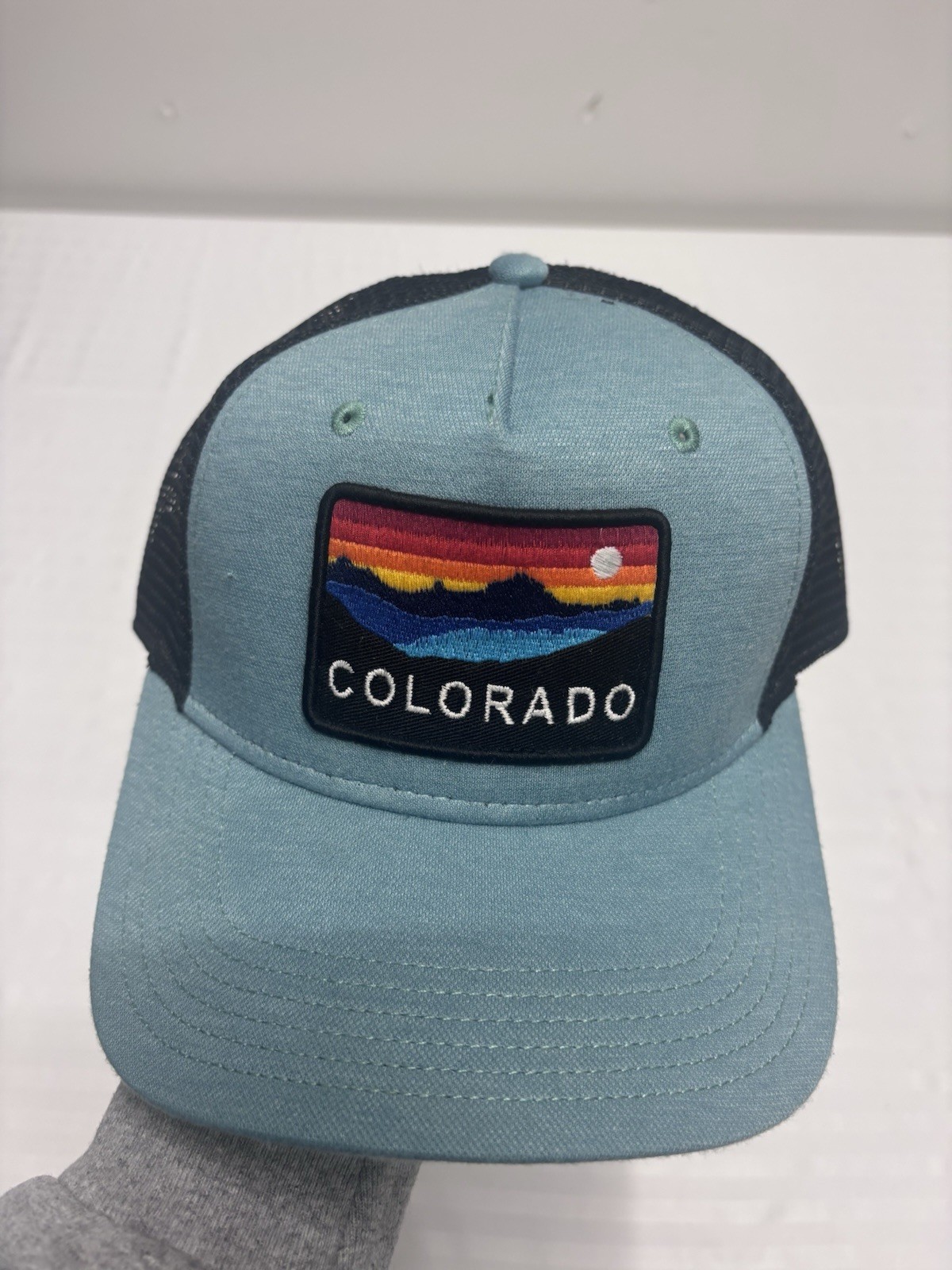 Colorado Sunset Mountains Patch Legacy Gray Strapback Hat Cap