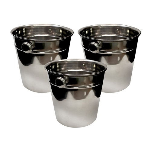 Home Brew Ohio Stainless Steel Barware Ice Bucket 16cm Set of 3 - Picture 9 of 9