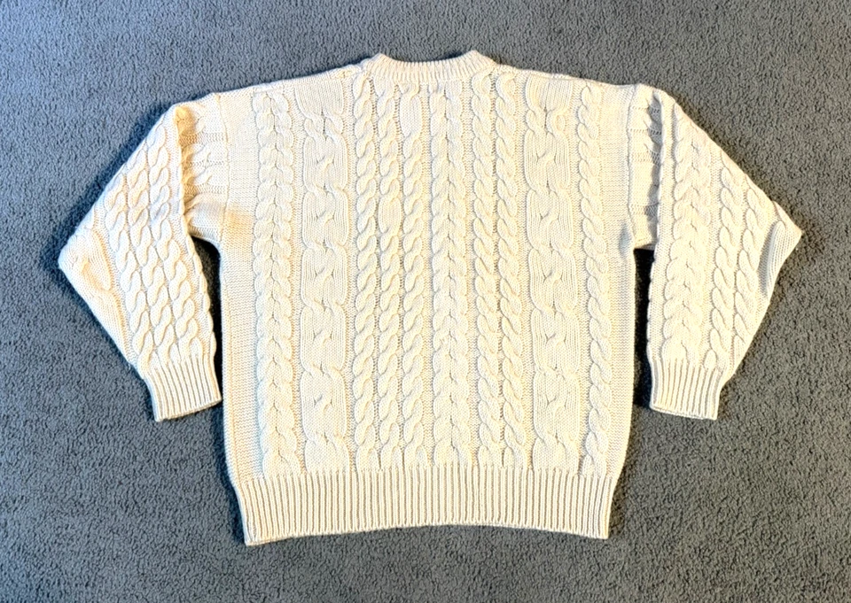 VTG Structure Men's Beige Heavyweight Cable Knit Fisherman Sweater - Size XL - Image 2 of 4