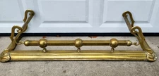 Vintage ENGLISH ART NOUVEAU BRASS FIREPLACE FENDER GUARD SURROUND 