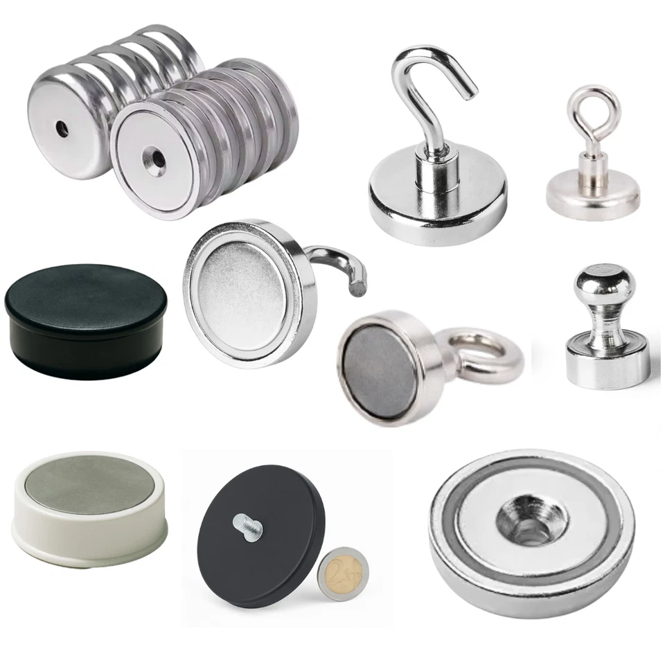Neodym Magnete Set Topfmagnet Hakenmagnet Ösenmagnet Gummimagnet Pinnwand Tafel - Bild 1 von 1