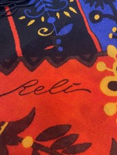 Pretty Vtg Large Abstract Fringed Shawl Wrap Scarf Reli 35  w/Fringe Italy