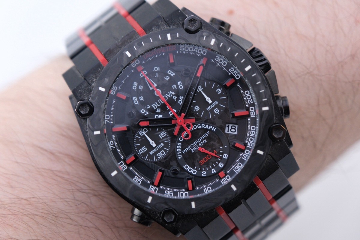 Bulova Precisionist Chronograph 46mm Forged Carbon Mens Watch