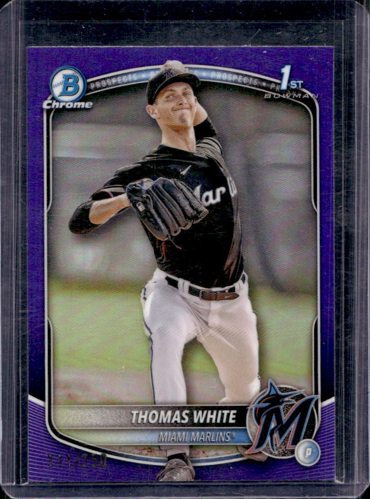 2025 Bowman Thomas White Chrome Purple Refractor 1st #171/250 Marlins