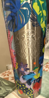 Starbucks Stainless Steel Vacuum Flask 24 fl oz Decorated Floral Twist Lid