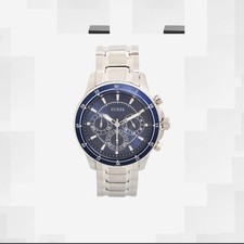 GUESS Longitude Men’s Blue Silver Tone Three Hand Analogue Watch Quartz