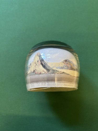 Vintage Native American Indian Painted Desert Sand Art Glass Paperweight 1960’s - Picture 2 of 8