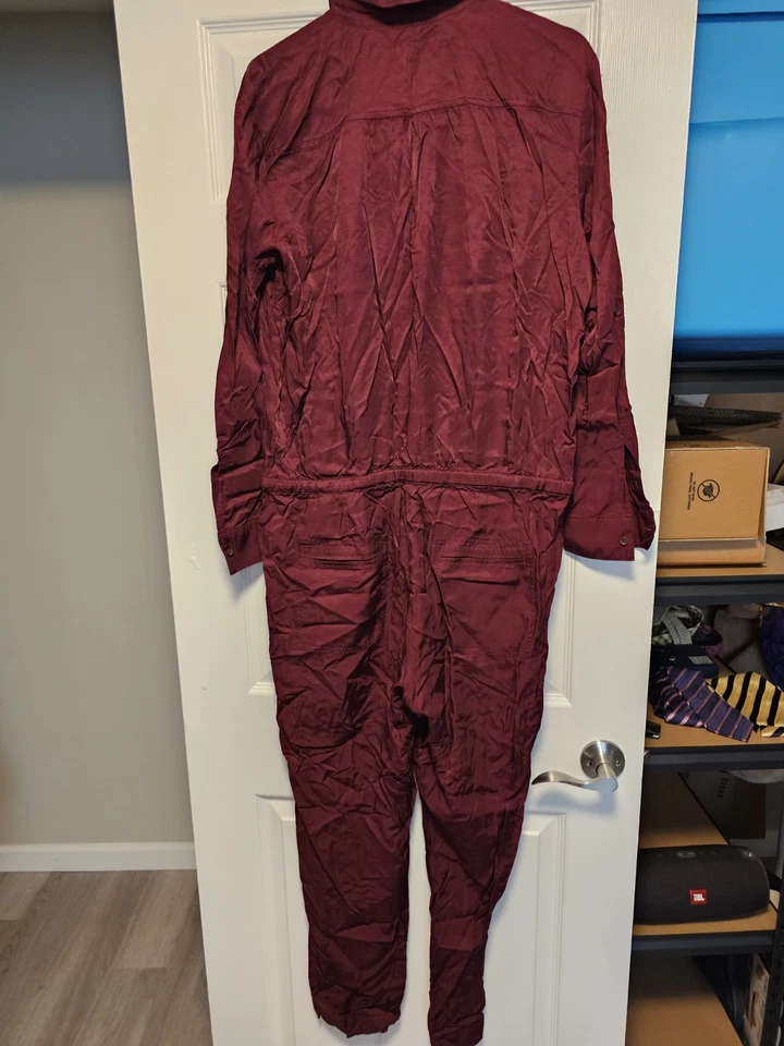 Mono Ann Taylor LOFT para mujer L granate manga larga cintura elástica Foto 3 de 3