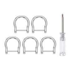 5pcs D-Rings Screw in Shackle 3/4" D Ring with Screwdriver Silver