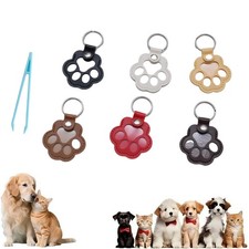 6PCS Dog Hair Storage Keychain, Pet Paw Shaped Leather Keychain, Unique Memor...