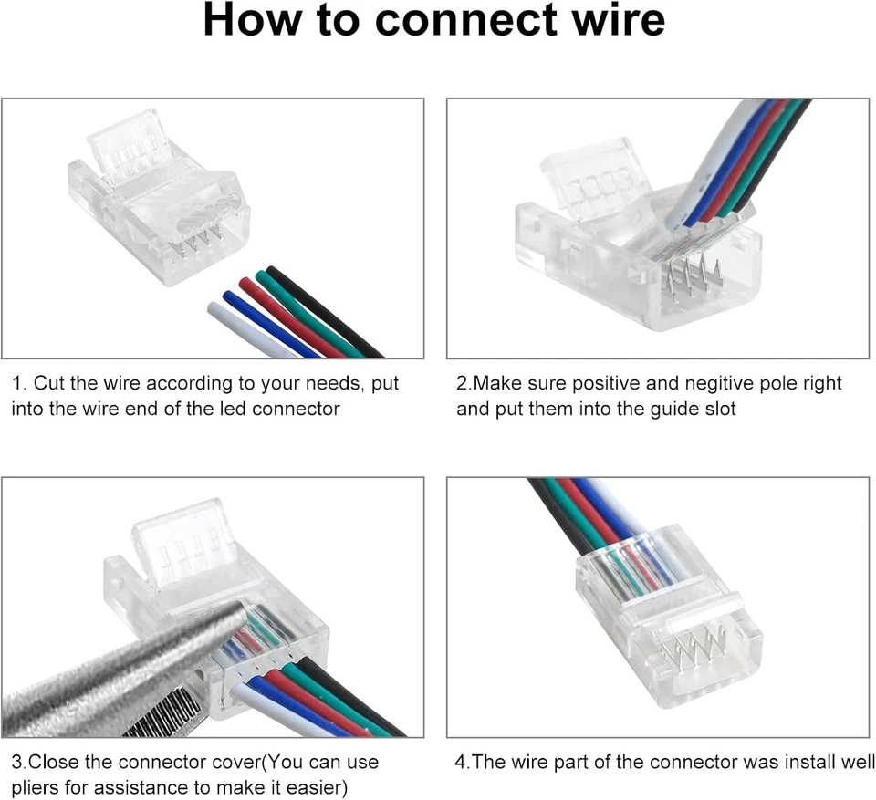 12Pcs 5 Pin RGBW LED Light Strip Connectors 10Mm Strip to Wire RGBW Connector - Image 3 of 4