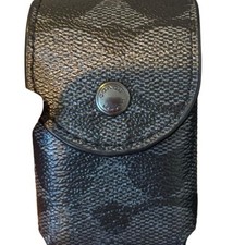 Coach Signature Canvas AirPods Case Holder Clip Black Gray Y2K