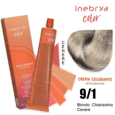 Professional Hair Color 9/1 Very Light Ash Blonde Inebrya Color 100ml