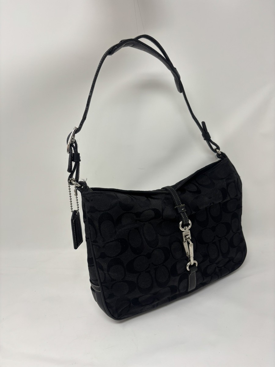 バッグ COACH Y2K HOBO half moon shoulder bag COACH 6091 Signature Canvas Half Moon Shoulder Hand Bag Black