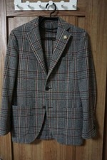 Good Condition LARDINI Gray Check Wool Jacket Size 42