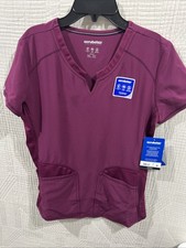 Scrub Star Ladies Notch Neck Top Wine Size XS New