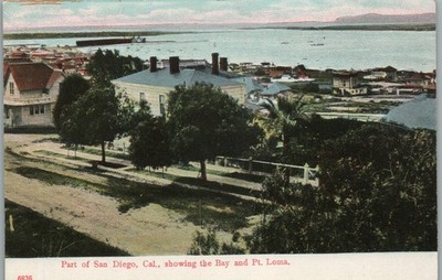 San Diego Bay Point Loma California Panoramic View Harbor c1906 Postcard