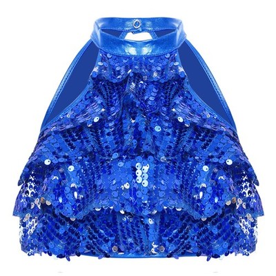Kids Girls Crop Top Metallic Shiny Tops Performance Tee Hip Hop Dancewear Shirt