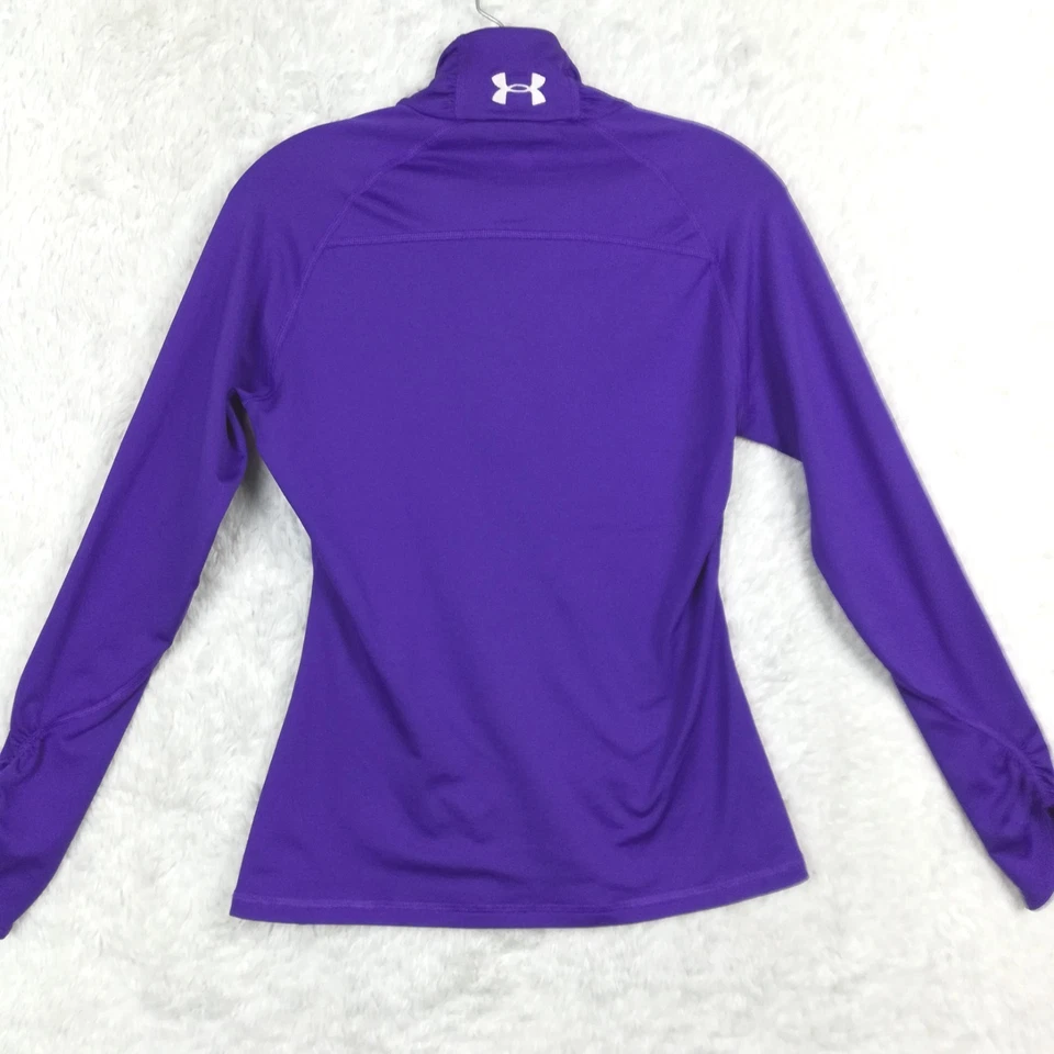Under Armour Mujer 1/4 Cremallera Sudadera Pullover Ajustado Coldgear Púrpura M Foto 2 de 4