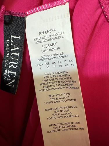 Lauren Ralph Lauren Woman’s One Piece Bathing Suit Size 8 Pink Barbiecore NWT - Picture 5 of 6