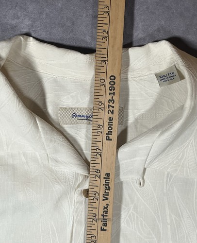 Tommy Bahama Shirt Men’s XXL 100% Silk Short Sleeve Button Up Embroidered Ivory - Picture 4 of 5